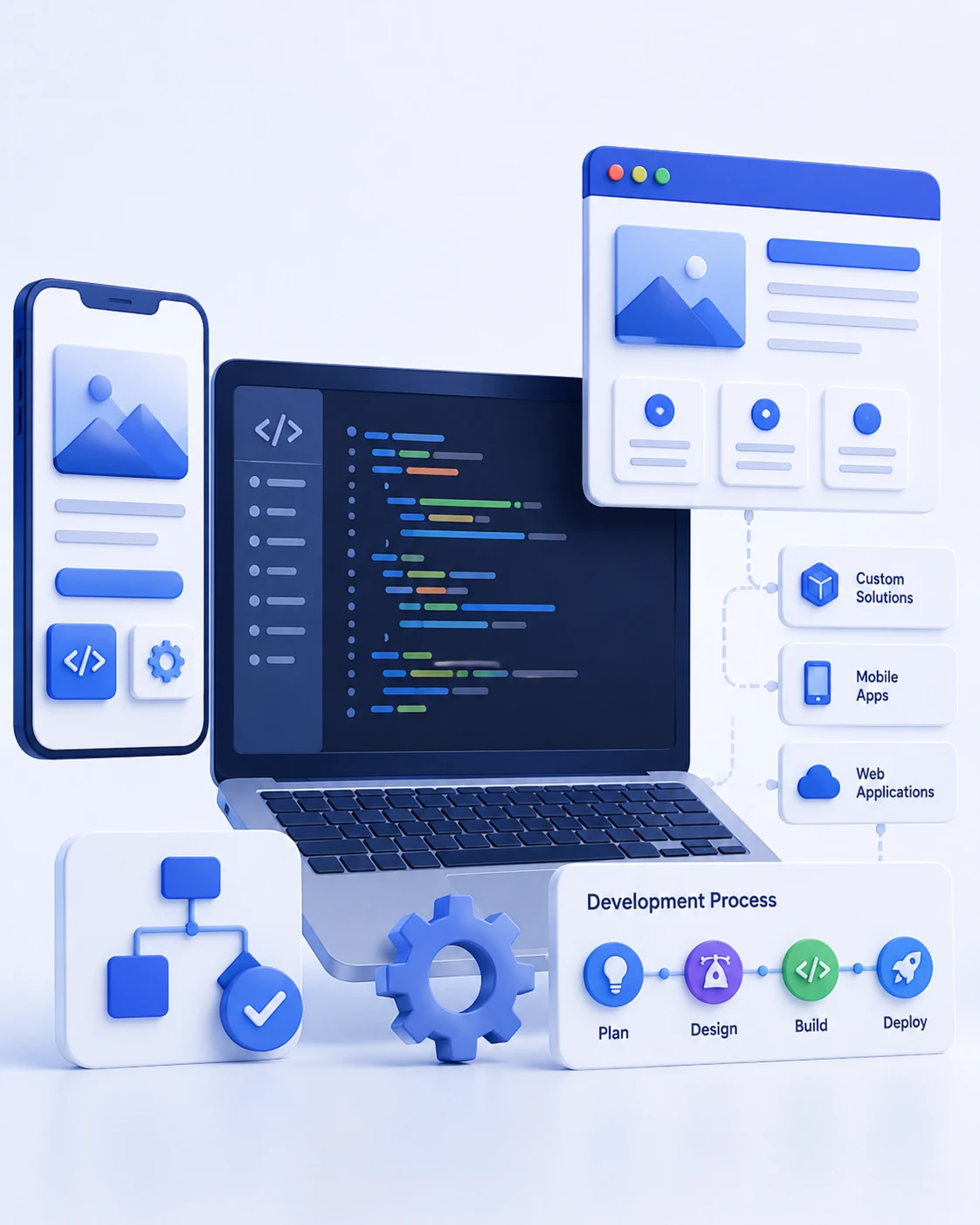 Custom software and application development illustration