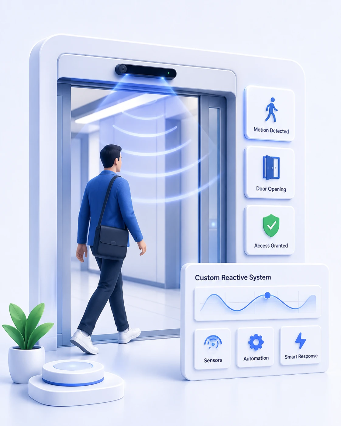Motion activated reactive system illustration