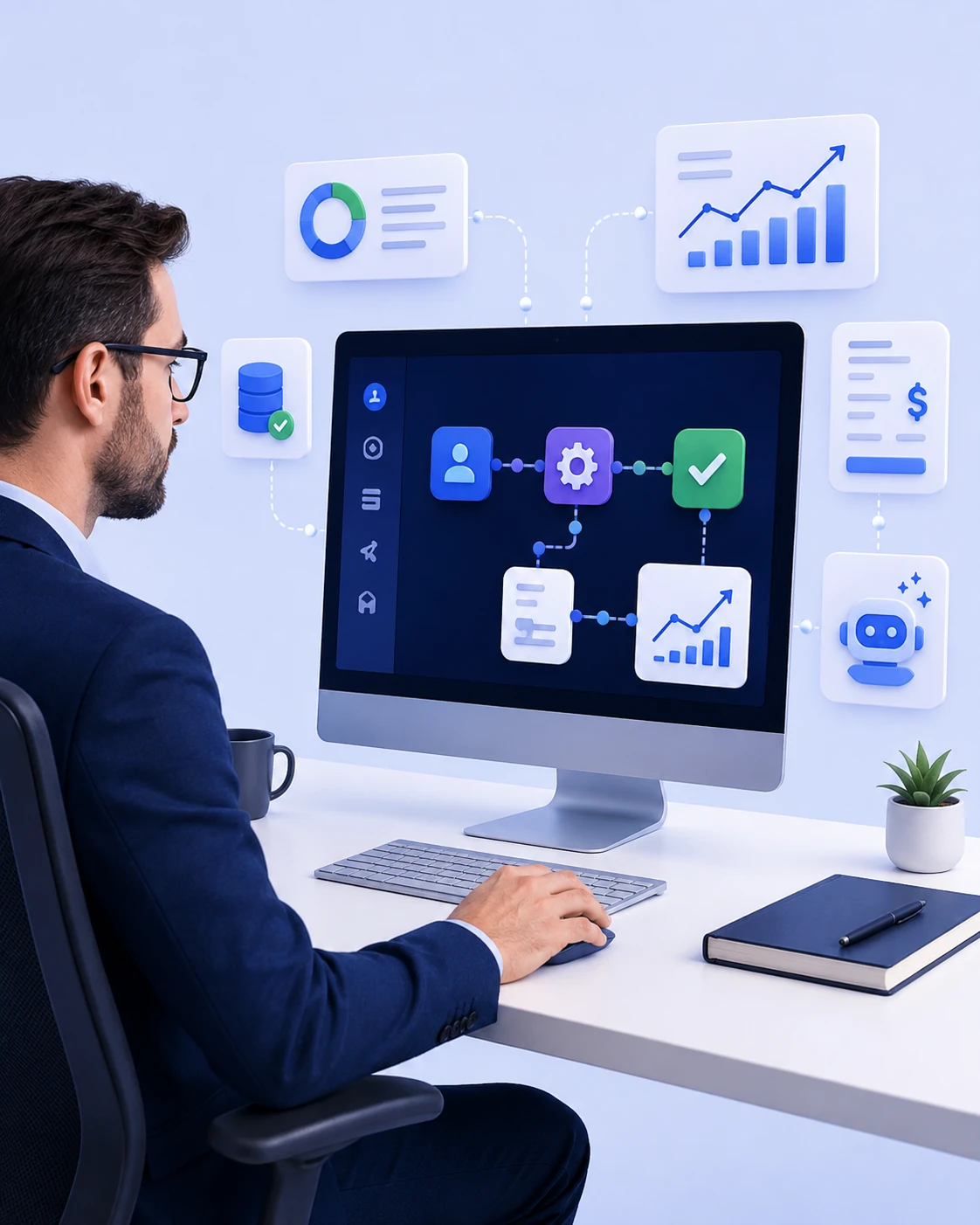 AI business workflow automation illustration